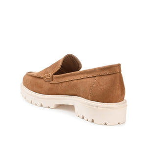 ERIKA LOAFER FLATS IN FAUX SUEDE - Tan Faux Suede