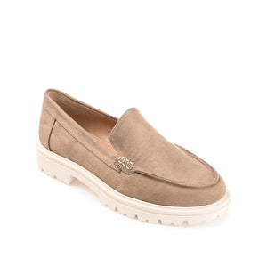 ERIKA FAUX SUEDE LOAFER FLAT IN WIDE - Taupe Suede