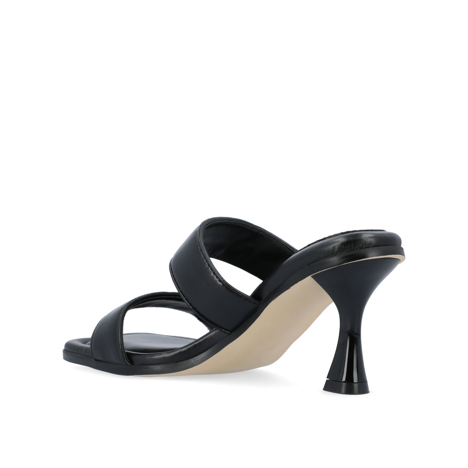 ESSEY HEELED DUAL STRAP SANDALS IN VEGAN LEATHER - Black