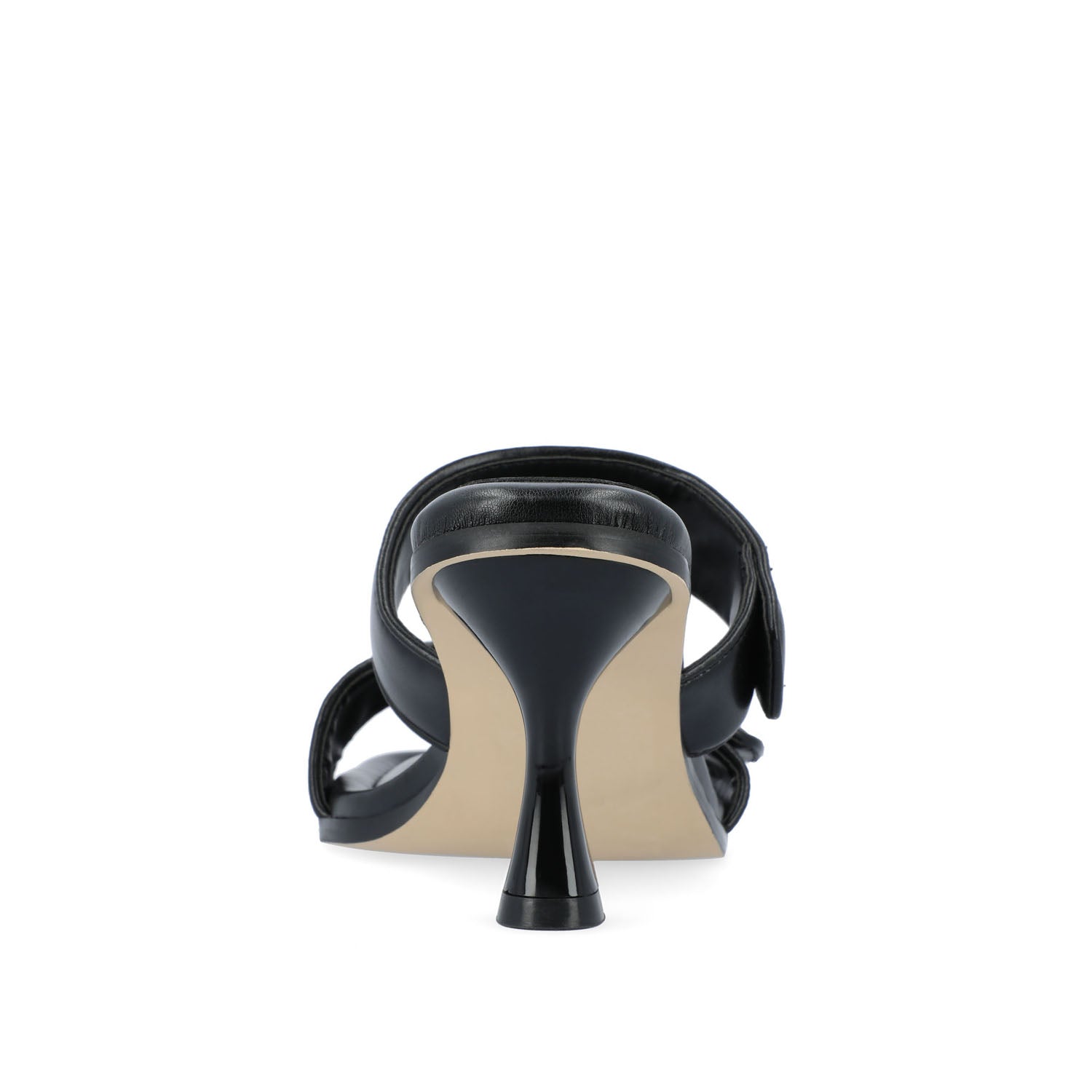 ESSEY HEELED DUAL STRAP SANDALS IN FAUX LEATHER