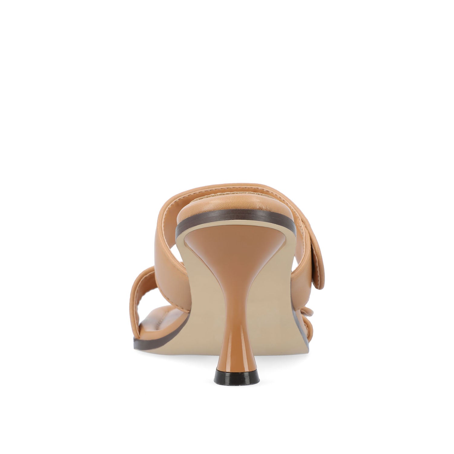 ESSEY HEELED DUAL STRAP SANDALS IN FAUX LEATHER