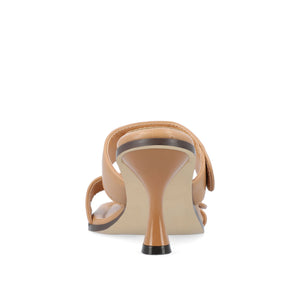 ESSEY HEELED DUAL STRAP SANDALS IN VEGAN LEATHER - Tan