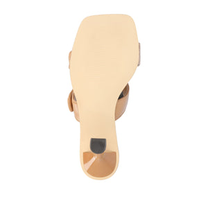 ESSEY HEELED DUAL STRAP SANDALS IN VEGAN LEATHER - Tan