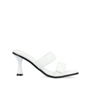 ESSEY HEELED DUAL STRAP SANDALS IN FAUX LEATHER