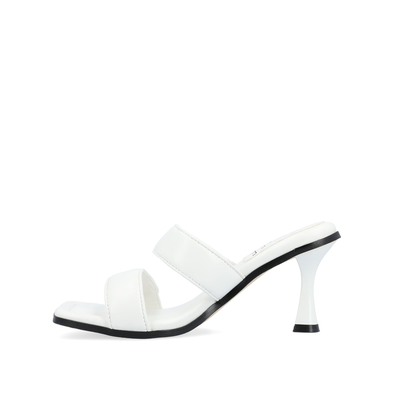 ESSEY HEELED DUAL STRAP SANDALS IN FAUX LEATHER