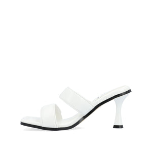 ESSEY HEELED DUAL STRAP SANDALS IN VEGAN LEATHER - White