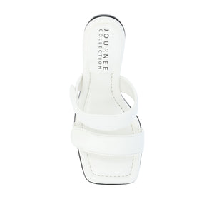 ESSEY HEELED DUAL STRAP SANDALS IN FAUX LEATHER