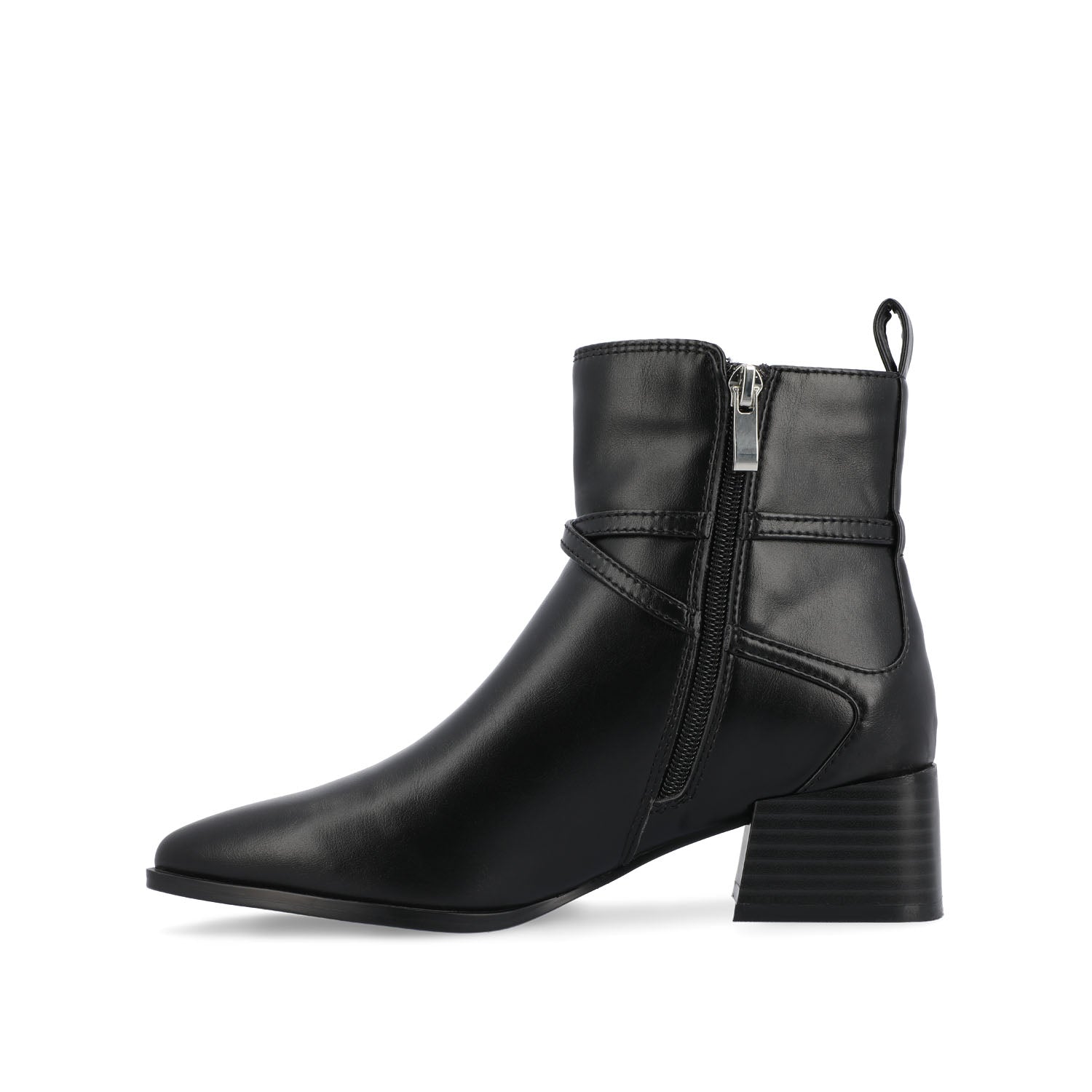 ESTELLE BLOCK HEELED BOOTIES IN VEGAN LEATHER - Black Suede