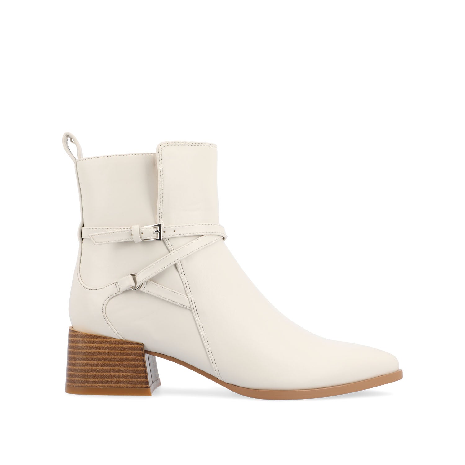 ESTELLE BLOCK HEELED BOOTIES IN VEGAN LEATHER - Off White