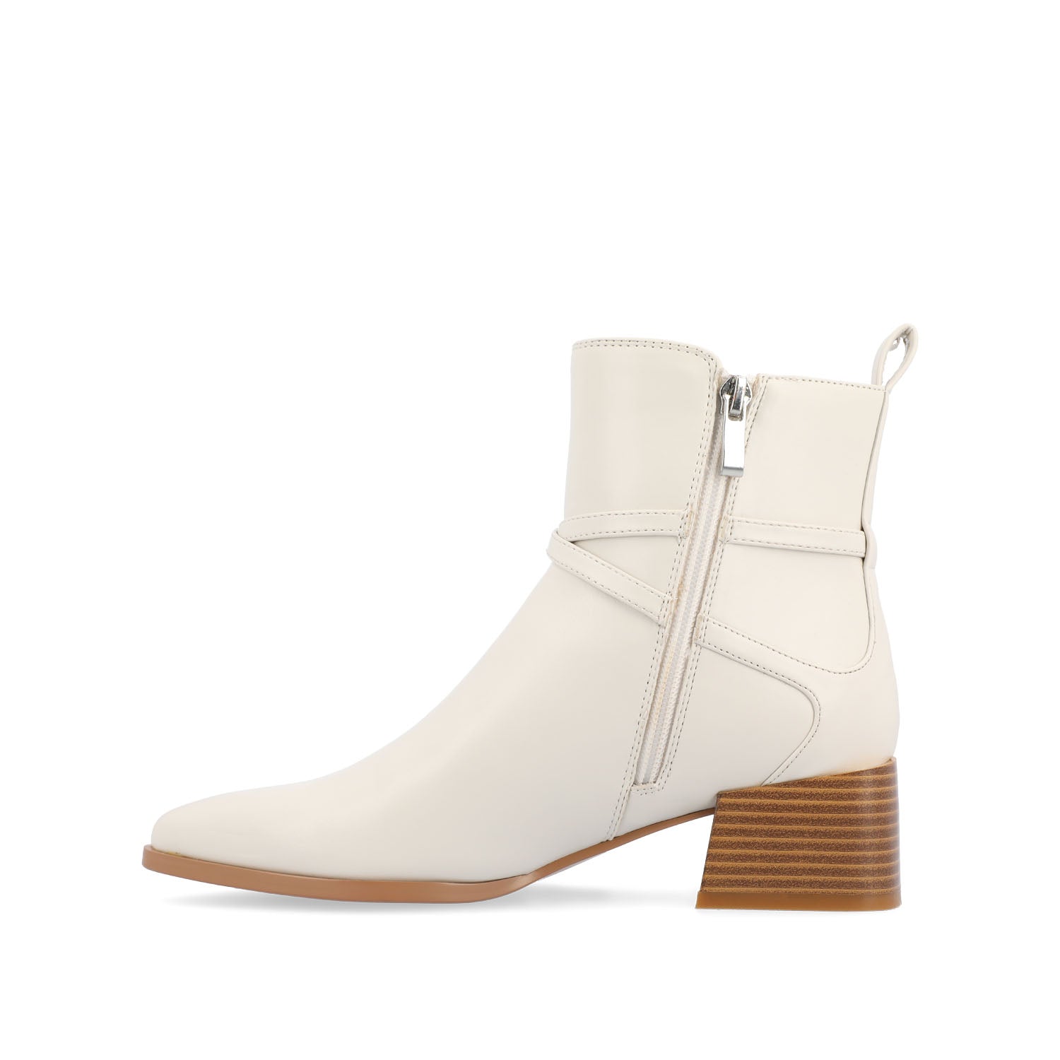 ESTELLE BLOCK HEELED BOOTIES IN VEGAN LEATHER - Off White