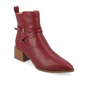 ESTELLE BLOCK HEELED BOOTIES IN VEGAN LEATHER - Red