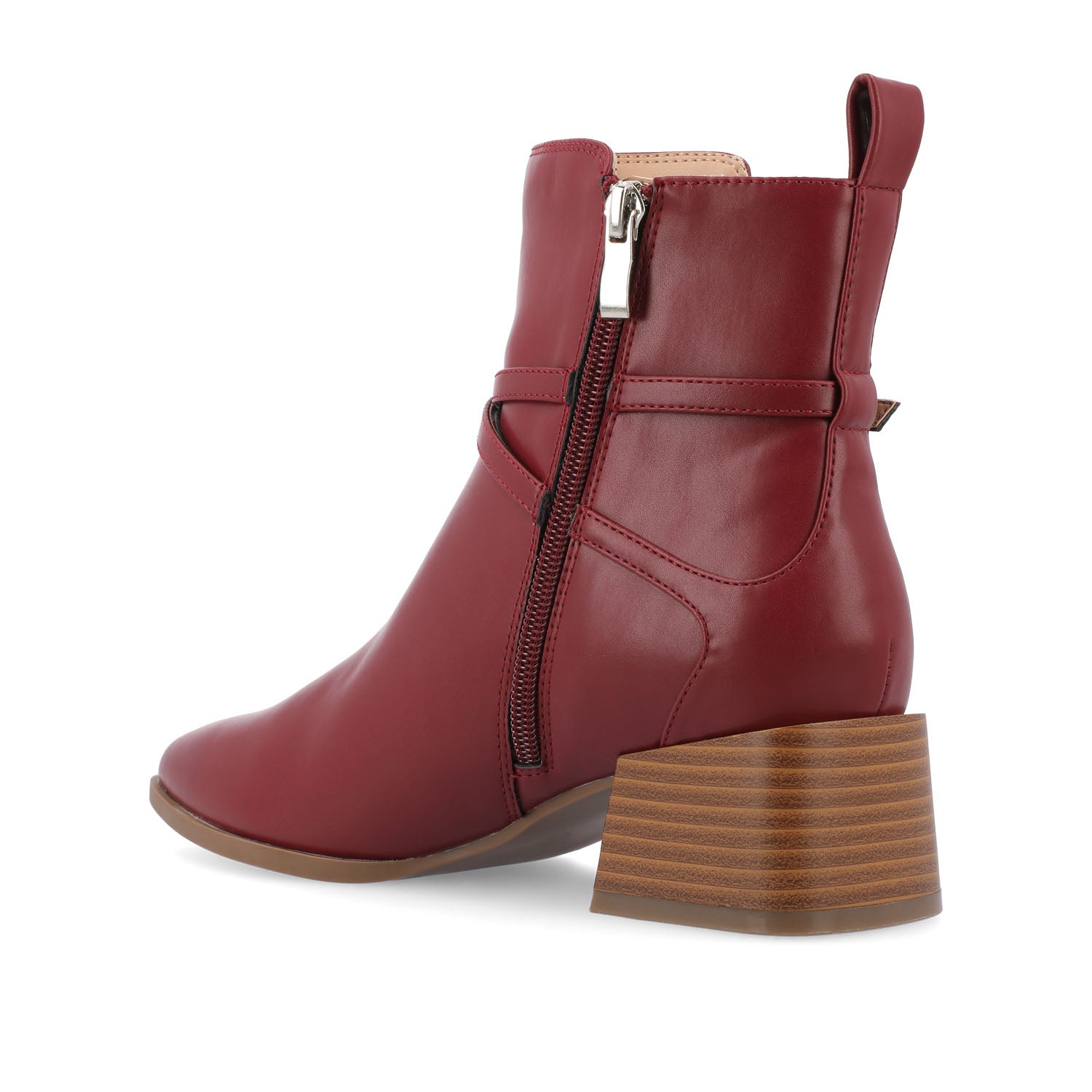 ESTELLE BLOCK HEELED BOOTIES IN VEGAN LEATHER - Red