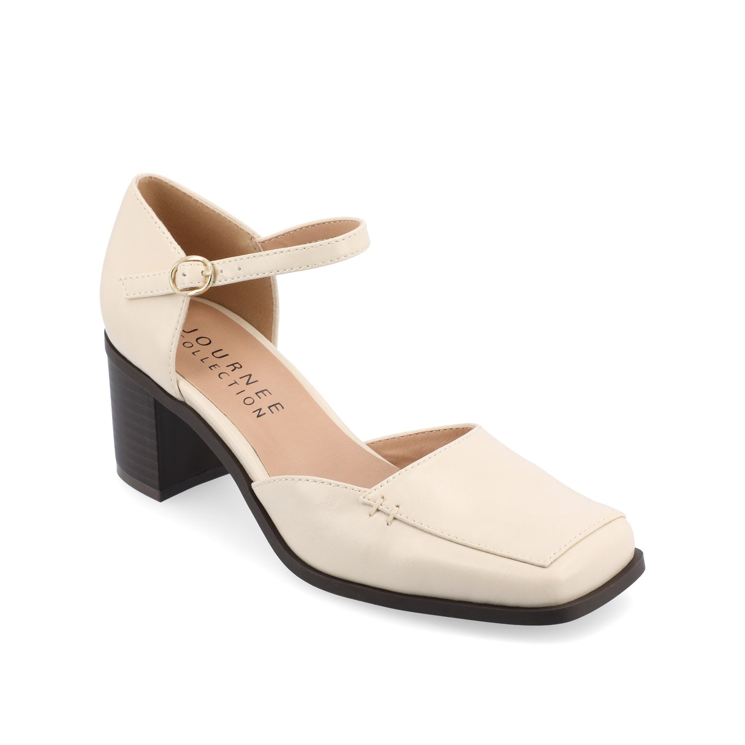 EVANGELINE D'ORSAY HEELS IN VEGAN LEATHER - Beige PU