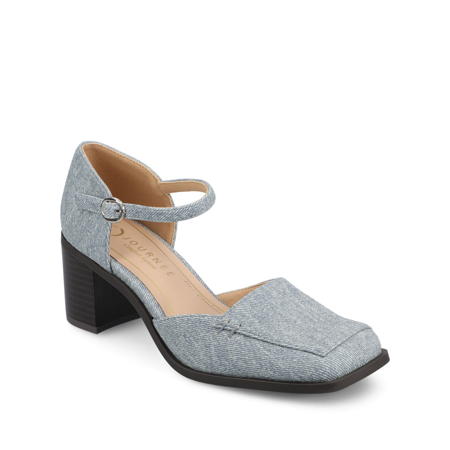 EVANGELINE D'ORSAY HEELS IN VEGAN LEATHER - Denim