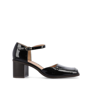 EVANGELINE BLOCK D'ORSAY HEELS IN PATENT - Patent Black