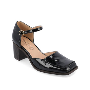 EVANGELINE BLOCK D'ORSAY HEELS IN PATENT - Patent Black