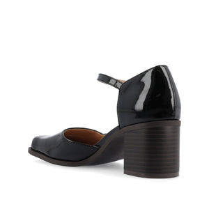 EVANGELINE BLOCK D'ORSAY HEELS IN PATENT - Patent Black