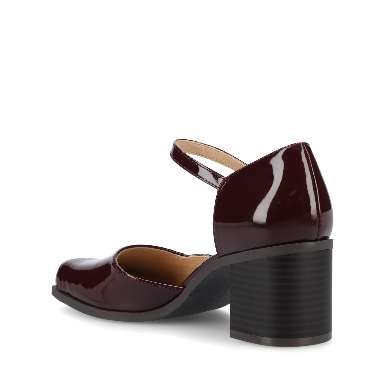 EVANGELINE BLOCK D'ORSAY HEELS IN PATENT - Patent Chocolate