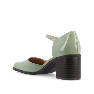 EVANGELINE BLOCK D'ORSAY HEELS IN PATENT - Patent Green