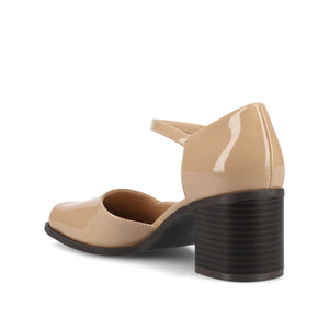 EVANGELINE BLOCK D'ORSAY HEELS IN PATENT - Patent Nude