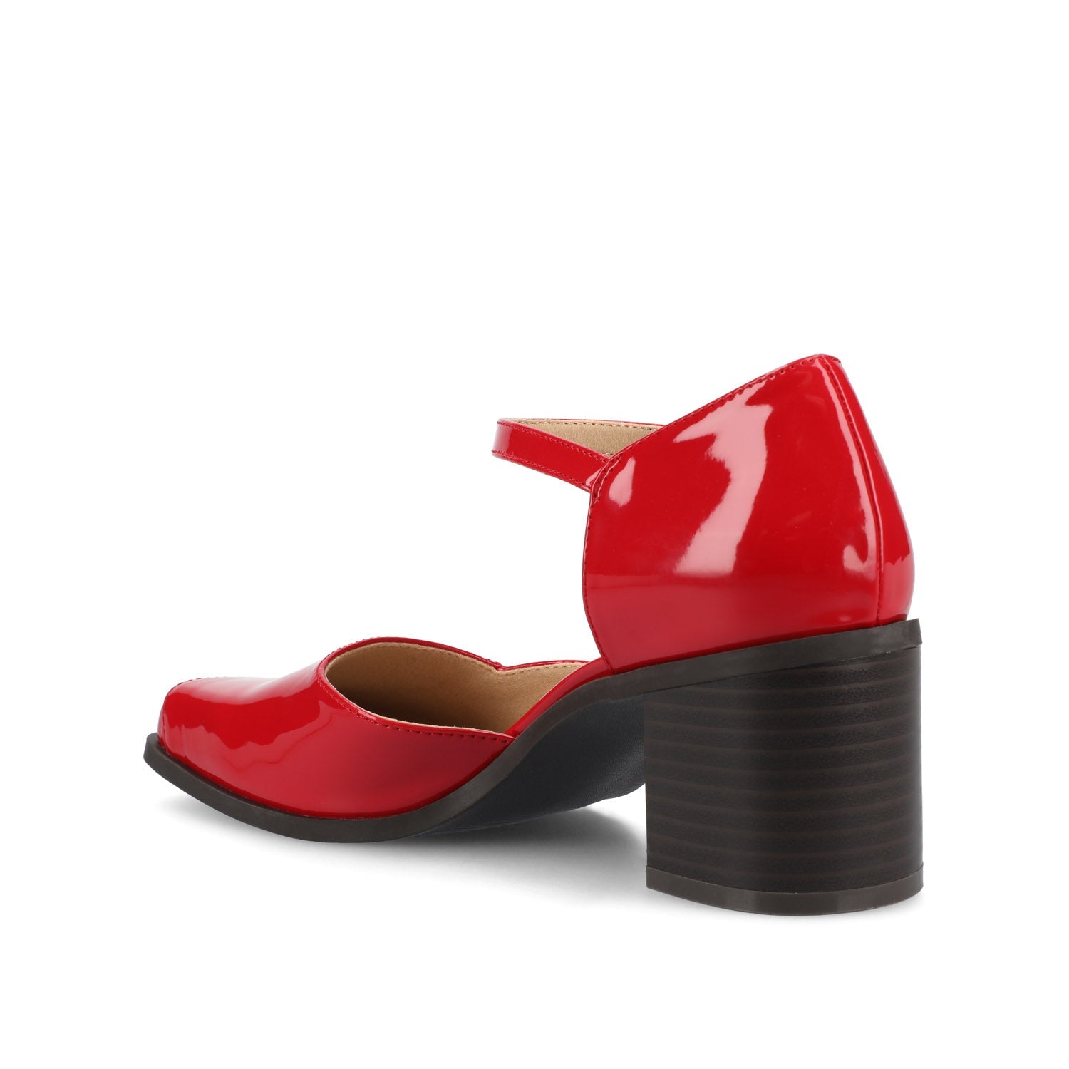 EVANGELINE BLOCK D'ORSAY HEELS IN PATENT - Patent Red