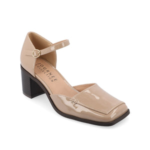 EVANGELINE BLOCK D'ORSAY HEELS IN PATENT - Patent Taupe