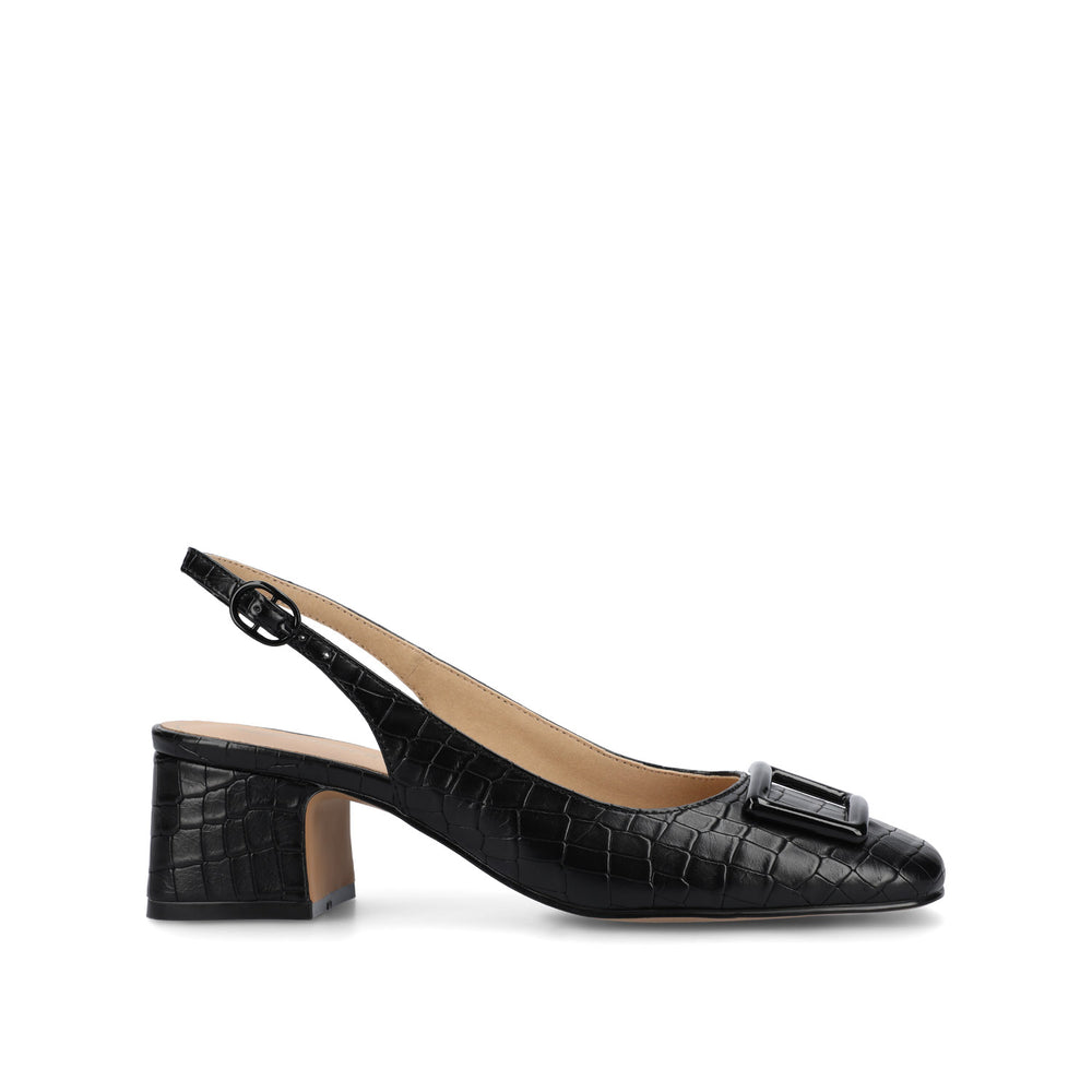 EVERLEE SLINGBACK PUMP HEELS IN FAUX LEATHER