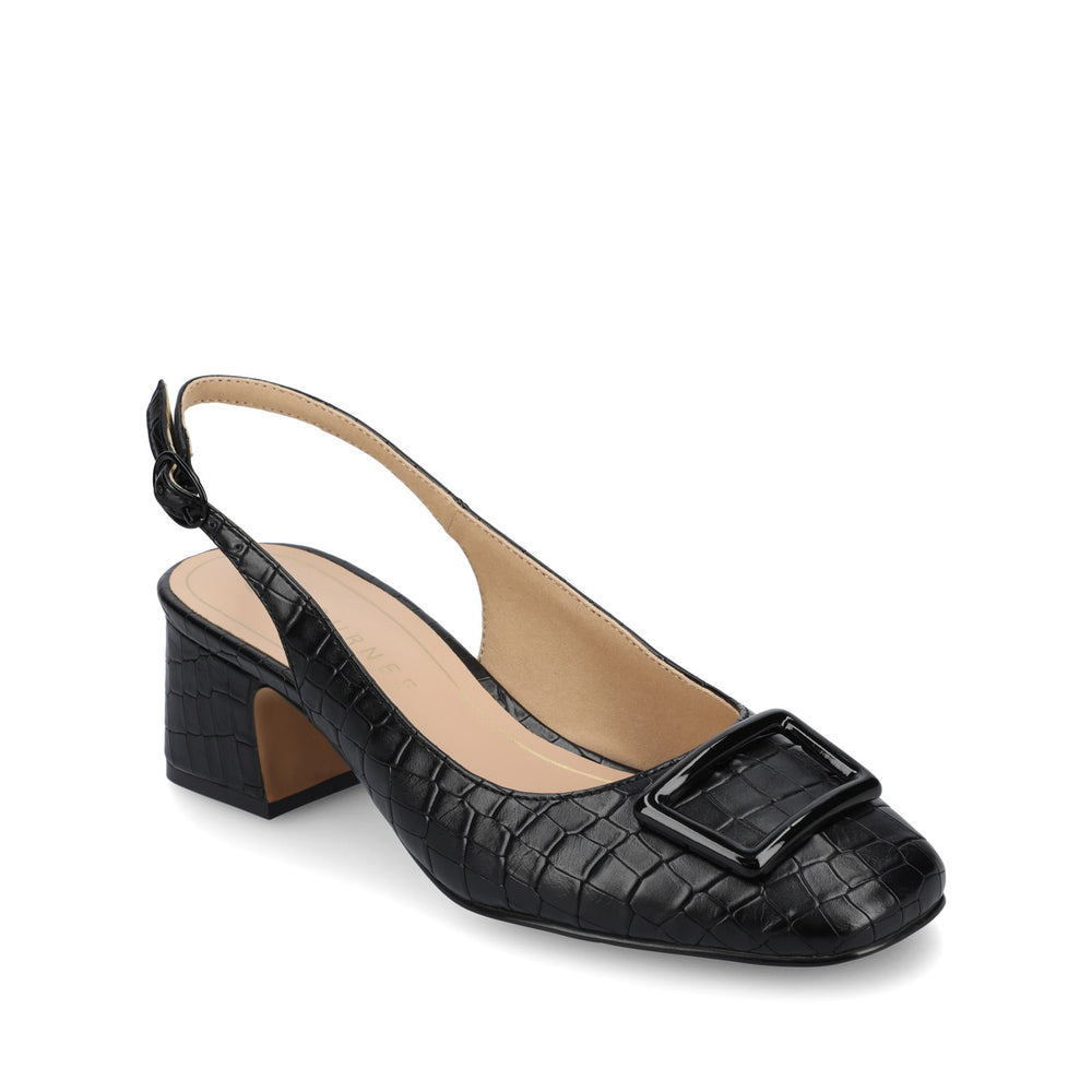 EVERLEE SLINGBACK PUMP HEELS IN FAUX LEATHER
