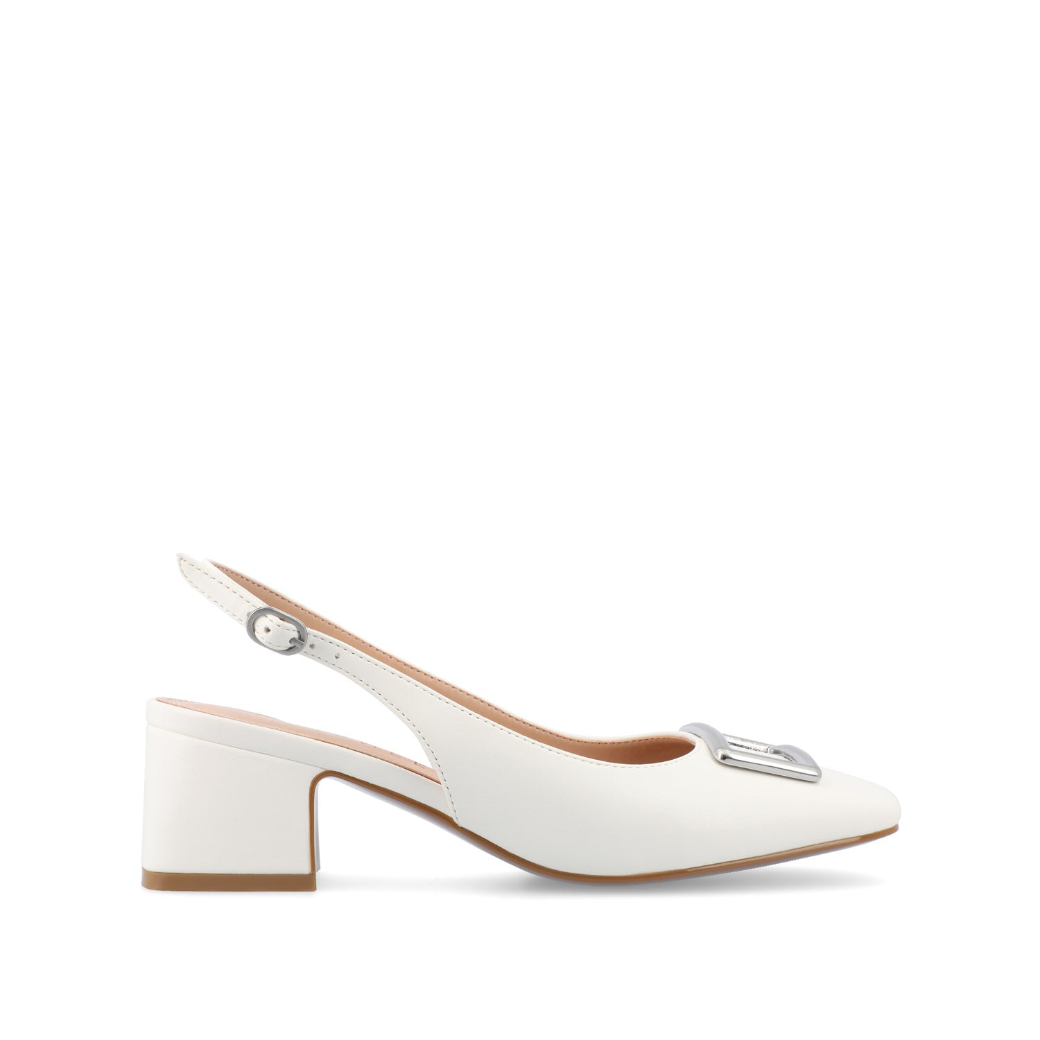 EVERLEE SLINGBACK PUMP HEELS IN VEGAN LEATHER - White