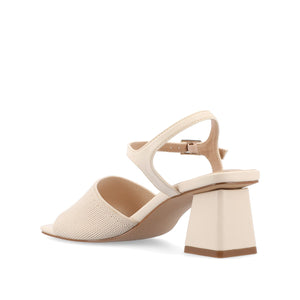 EVYLINN STRAPPY HEELS IN KNIT FABRIC - Beige Knit