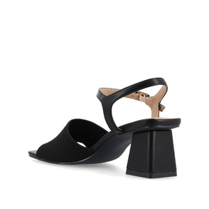 EVYLINN STRAPPY HEELS IN WIDE - Black Knit