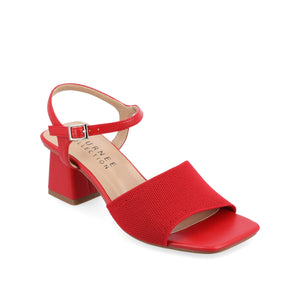 EVYLINN STRAPPY HEELS IN KNIT FABRIC - Red Knit