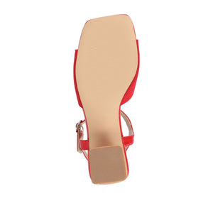 EVYLINN STRAPPY HEELS IN WIDE - Red Knit