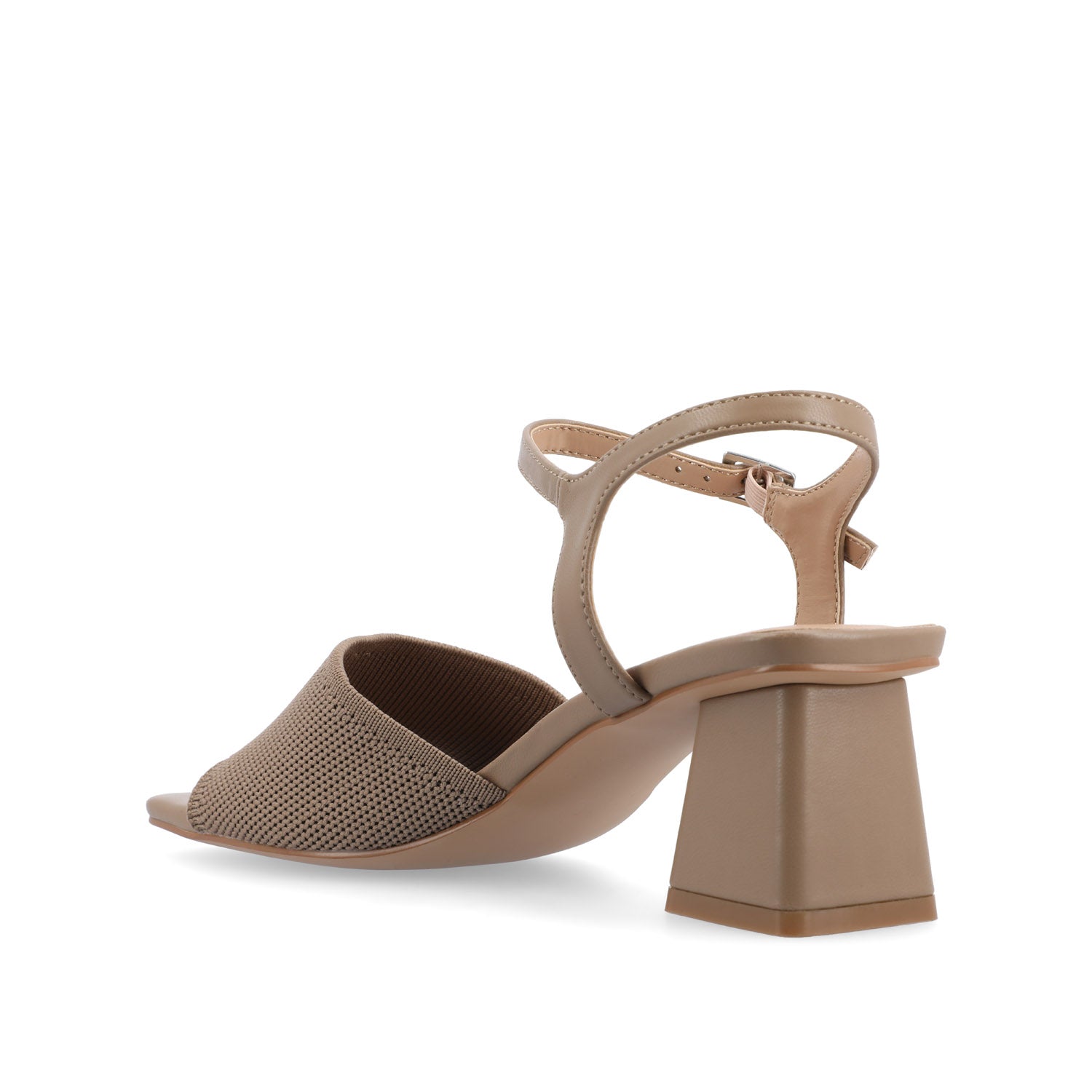 EVYLINN STRAPPY HEELS IN WIDE - Taupe Knit