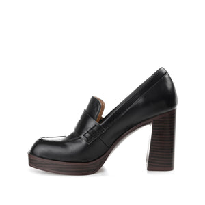 EZZEY BLOCK HEEL LOAFERS IN WIDE - Black