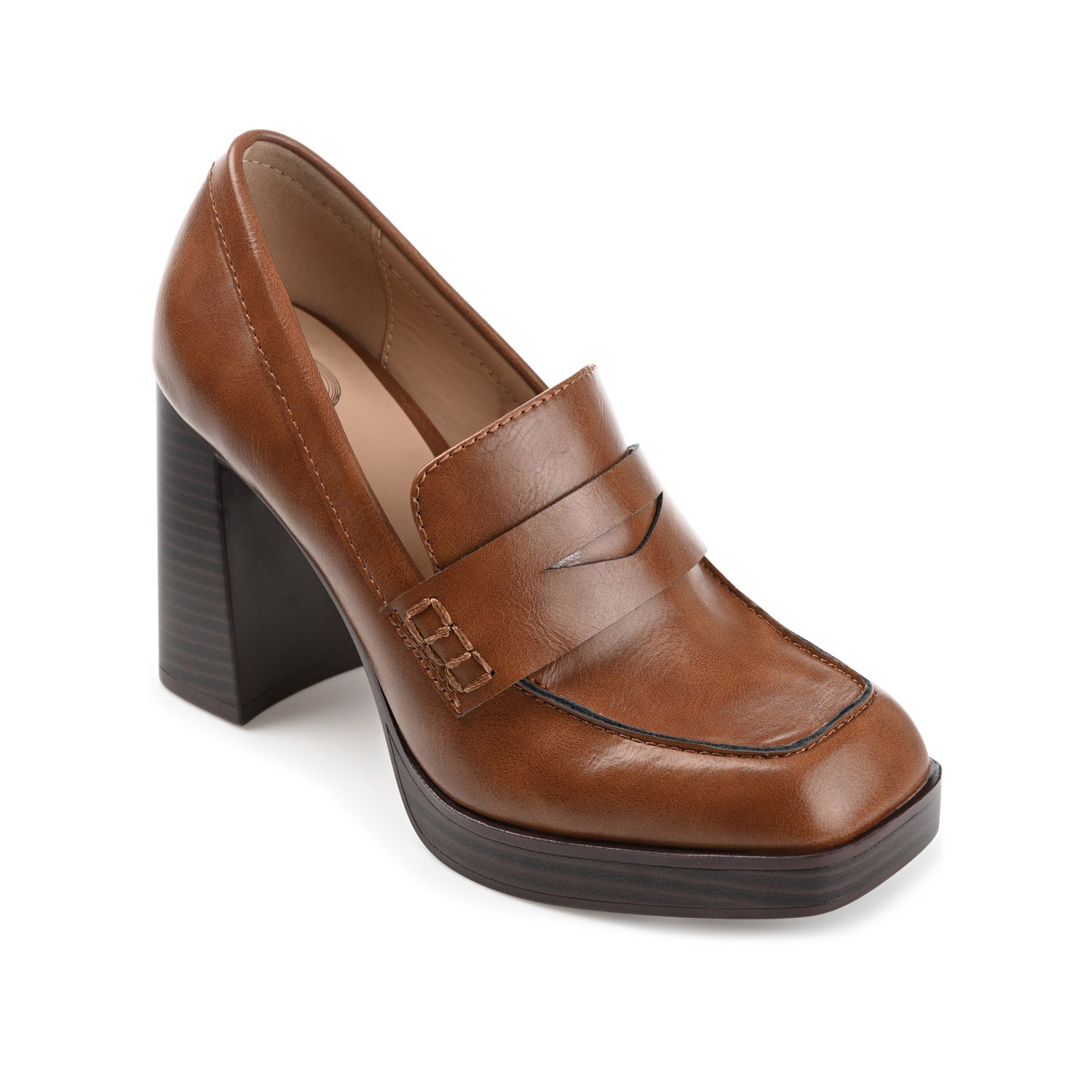 EZZEY BLOCK HEEL LOAFERS IN WIDE - Brown