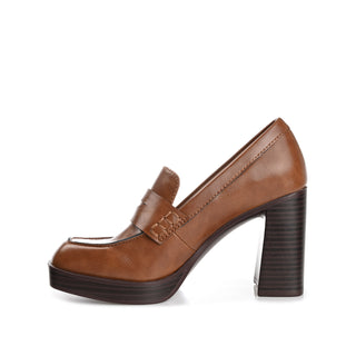 EZZEY LOAFER BLOCK HEELS IN FAUX LEATHER