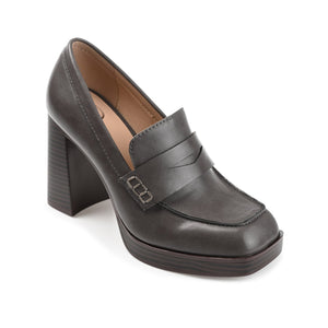 EZZEY BLOCK HEEL LOAFERS IN WIDE - Grey