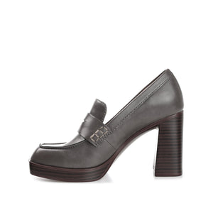 EZZEY BLOCK HEEL LOAFERS IN WIDE - Grey