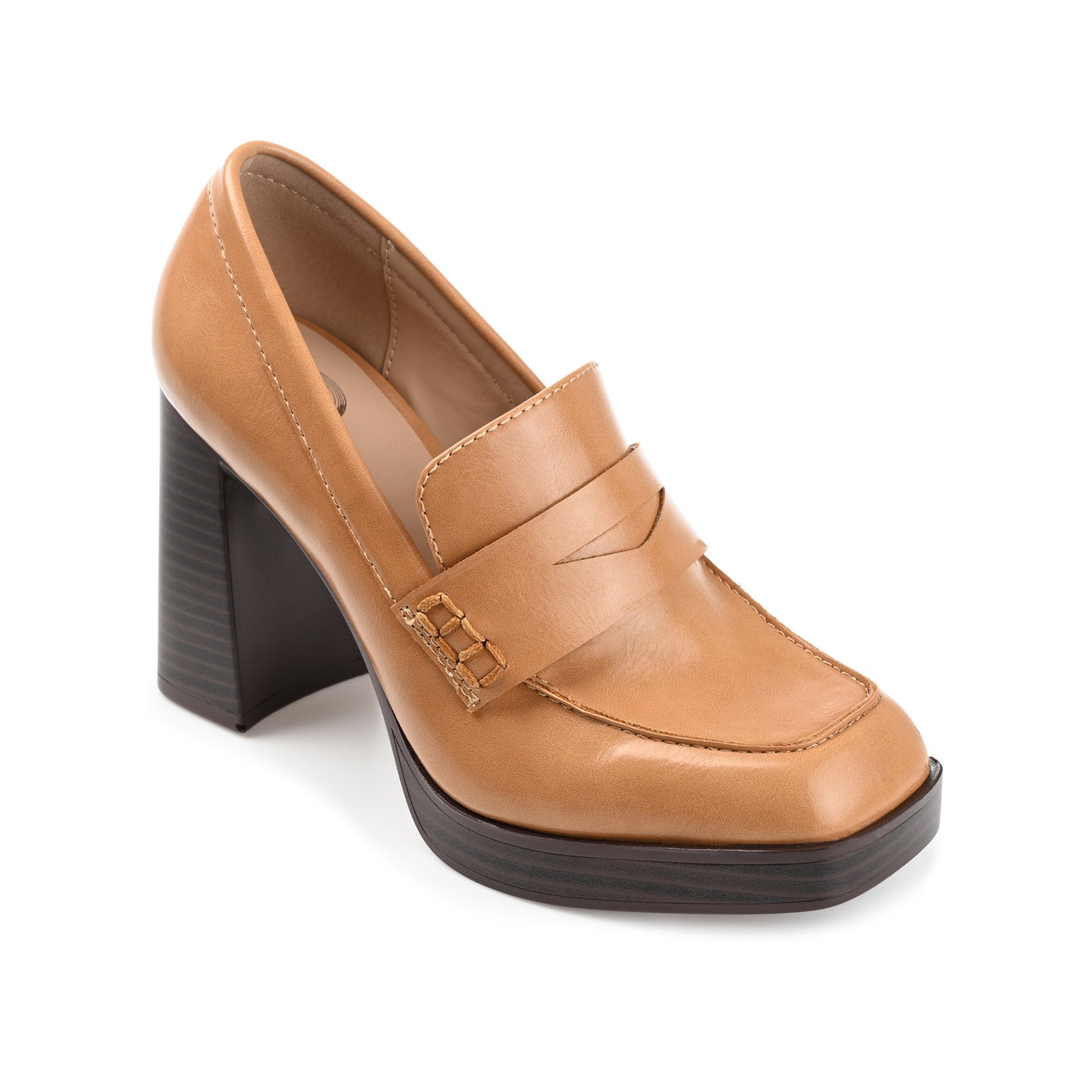 EZZEY BLOCK HEEL LOAFERS IN WIDE - Tan