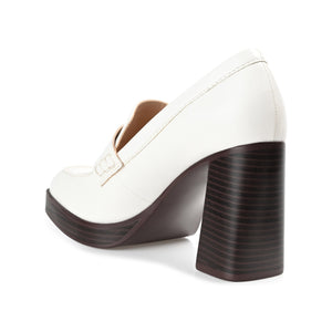 EZZEY BLOCK HEEL LOAFERS IN WIDE - White