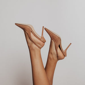ELENNEY SLINGBACK STILETTO HEELS - Nude Suede