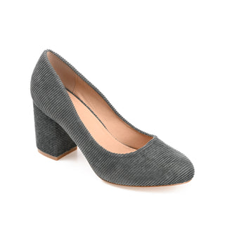 FAI BLOCK HEELED PUMPS IN CORDUROY