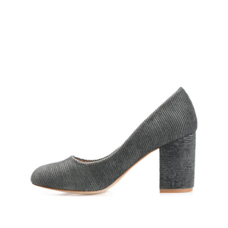 FAI BLOCK HEELED PUMPS IN CORDUROY