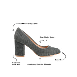 FAI BLOCK HEELED PUMPS IN CORDUROY