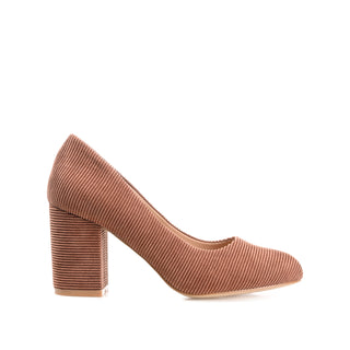 FAI BLOCK HEELED PUMPS IN CORDUROY