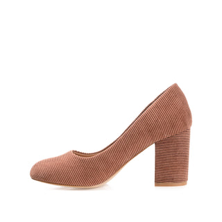 FAI BLOCK HEELED PUMPS IN CORDUROY