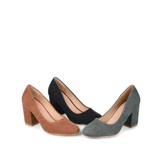 FAI BLOCK HEELED PUMPS IN CORDUROY