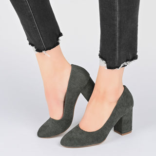 FAI BLOCK HEELED PUMPS IN CORDUROY