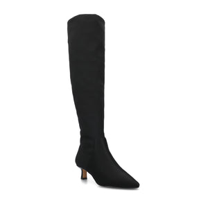 FARAH STRETCH KNEE HIGH WIDE CALF BOOTS-Black